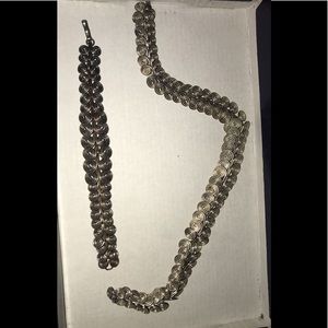 Necklace and bracelet set silver